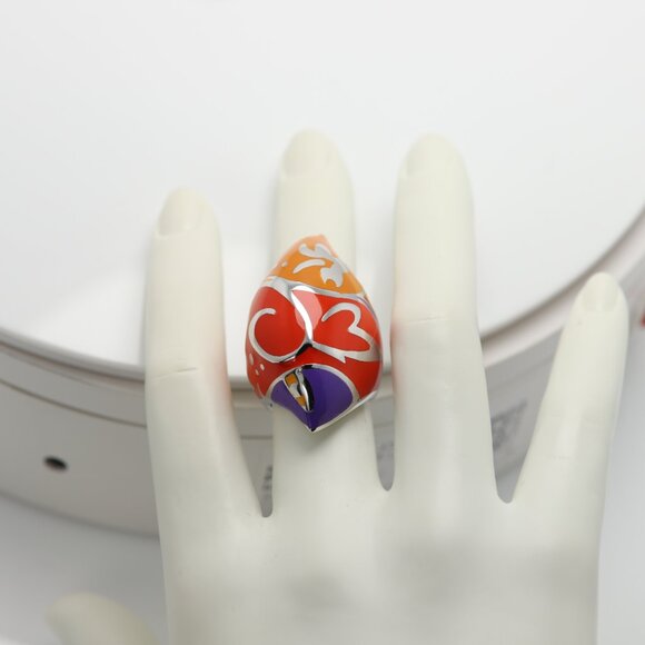 Art Ring Sterling Silver famous artist Enamel Inspired Artistic Ring - Picture 9 of 11